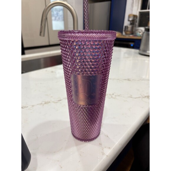 New Disney World 50th Anniversary Celebration Starbucks Pink Studded Tumbler Cup - Picture 1 of 2